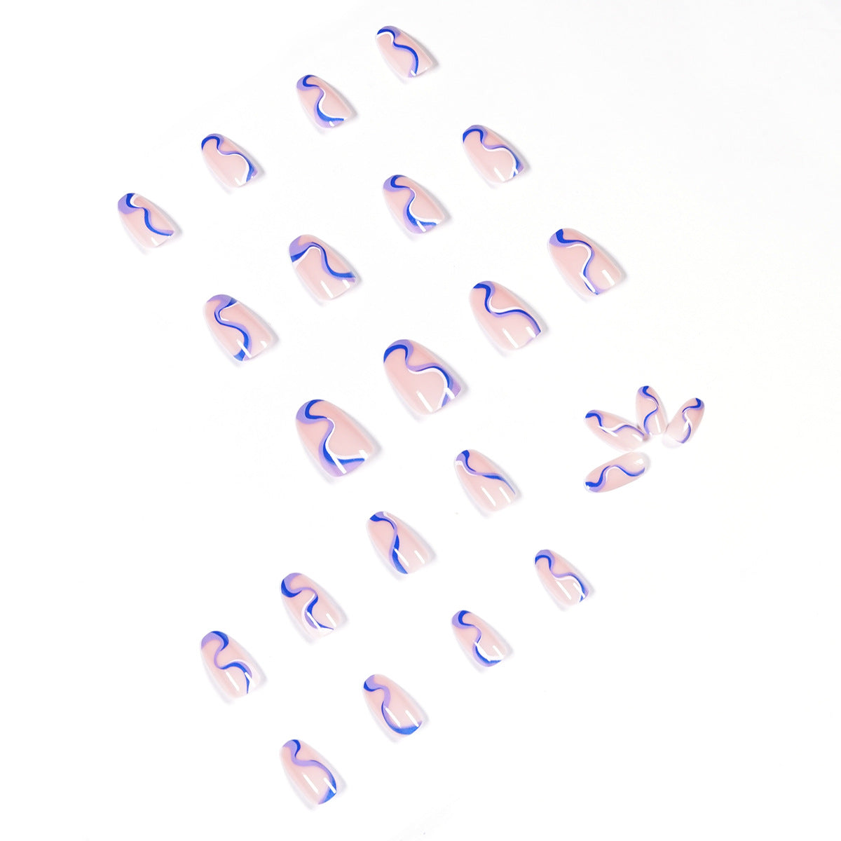 Linha de combinação de cores pop, sensação de pressão nas unhas, arte finalizada, unha postiça, remendo de unha, peça de unha removível｜365nails