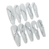 Handmade press-on nails broken flash white moonlight simple temperament elegant nail patch ice through fake nails｜365nails