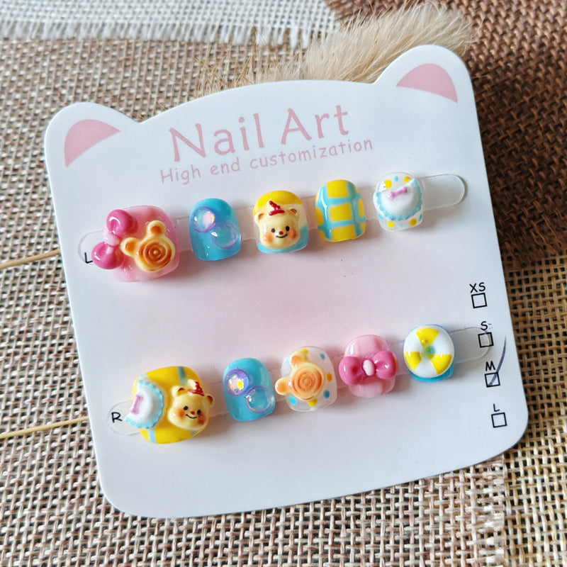 365nails-Winnie the Pooh Kids Series: "Honey Pot Party" – Short Square Kids Nail Art