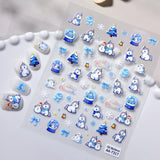 Original Snowflake Unicorn Nail Art Sticker 5D Embossed Three-dimensional Christmas Pony DIY Nail Sticker Ornament AA