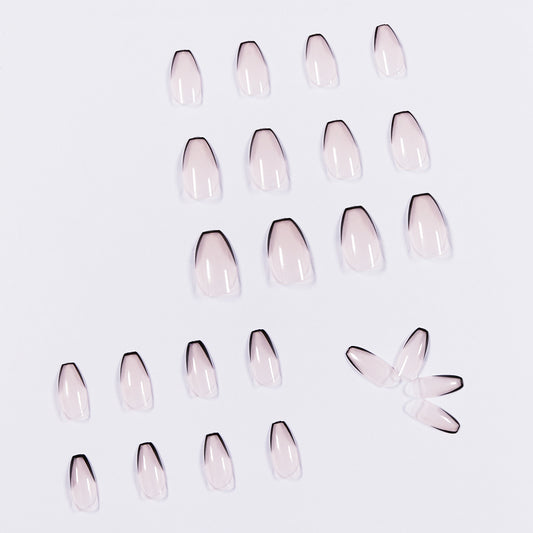 Nude Black French Short Ballet Wear Nail Art Finished Fake Nail Nail Art Patch Nail Patch Removable Nail Patch｜365nails