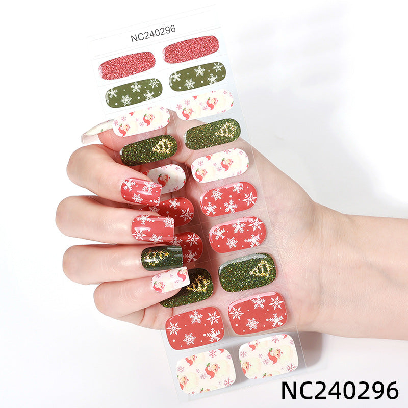 Semi-Cured Gel Nail Strips 3D Foil Christmas Snowflake Glow Design (MOQ=3)