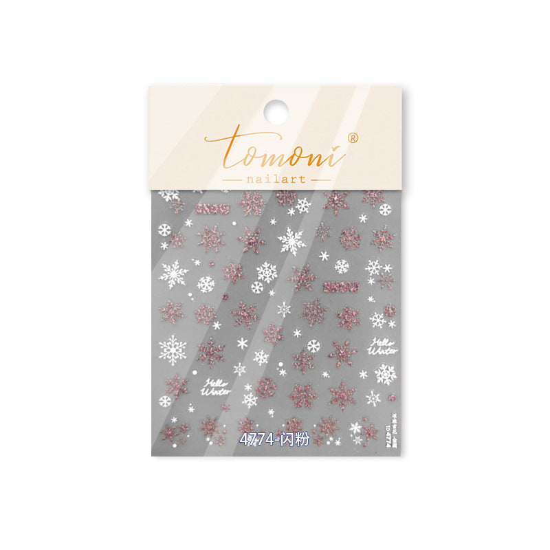 Glitter Snowflake & Winter Greeting Nail Sticker Set – "Sparkling Winter Snow"