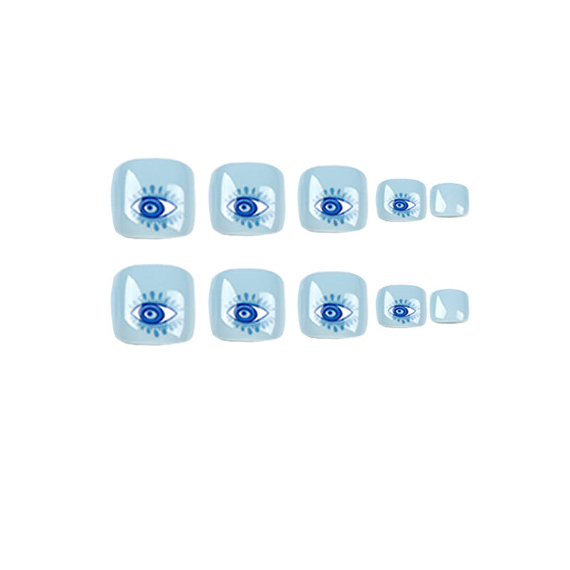 Press on nails blue foot nails cool eye manicure foot nails patch finished product wholesale removable fake nails｜365nails