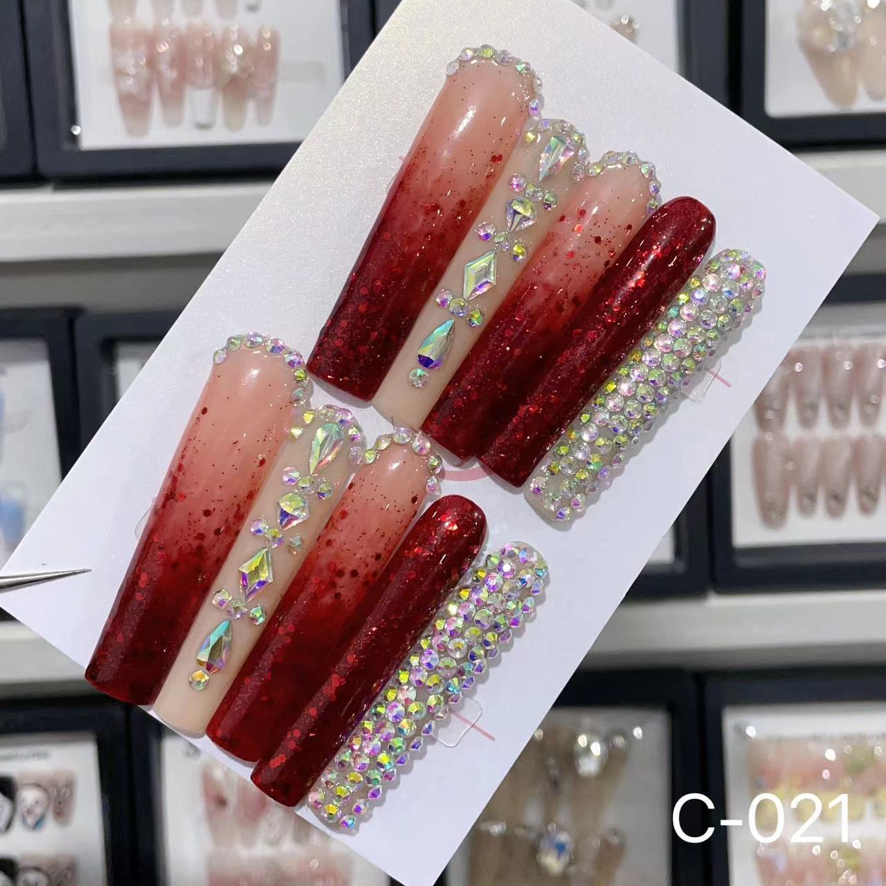 Extra Long 5.5cm Water Pipe Press-On Nails | Handmade Collection | Round Shape