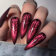 專為穿戴甲設計，紅色貓眼、萬聖節指甲藝術，尖形｜365nails