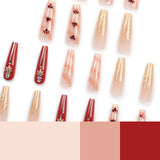 Las lentejuelas de hoja de arce blanca de otoño e invierno visten armadura Europa, América, grandes productos de uñas con polvo brillante con incrustaciones de diamantes rojos al por mayor ｜ 365nails