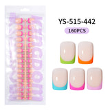 Nail Tips French press on nails  explosion five-color rectangular versatile removable patch manicure 150 pieces fake nail piece