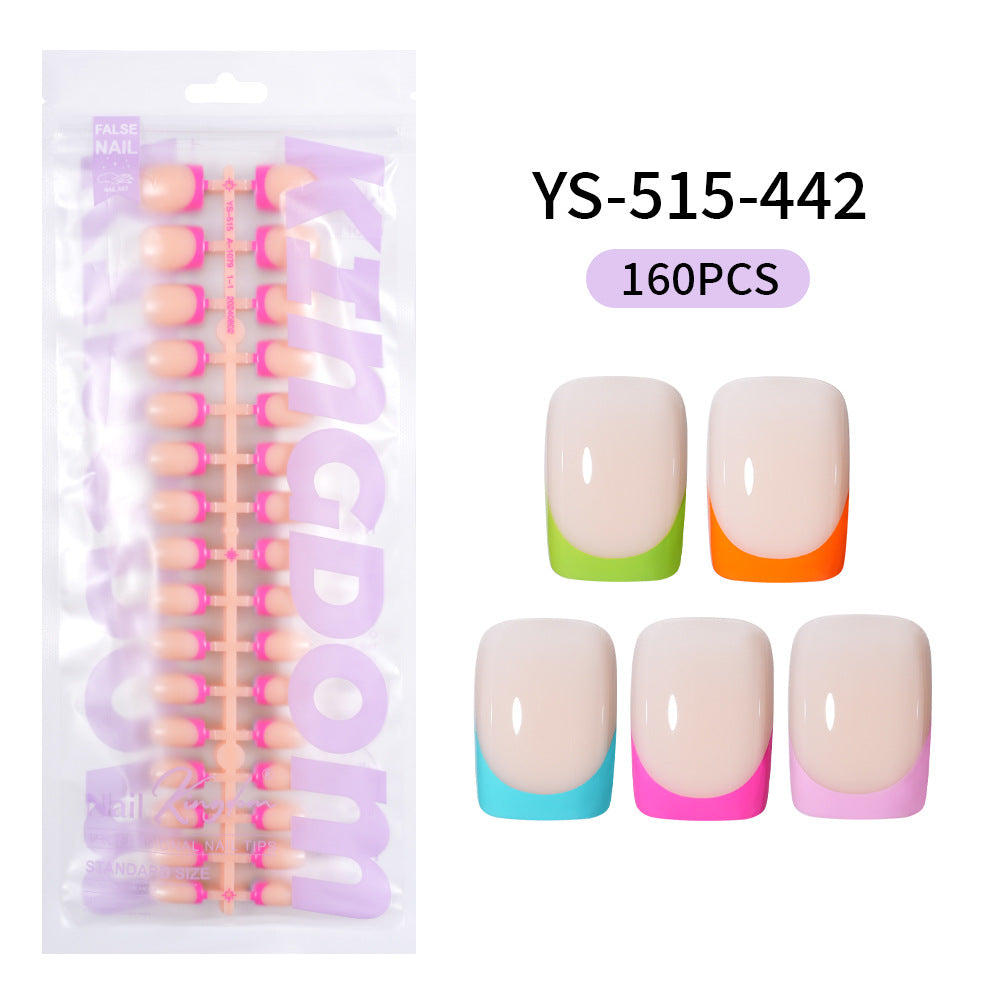 Nail Tips French press on nails  explosion five-color rectangular versatile removable patch manicure 150 pieces fake nail piece