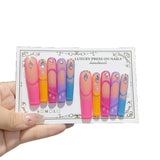 Retro Colorblock Crystal Gradient Press On Nails