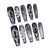 Handmade Press-on Nails Medusa's Eye Glitter Color Creative Personality Spice Girl Fine Dog Nail Art｜365nails