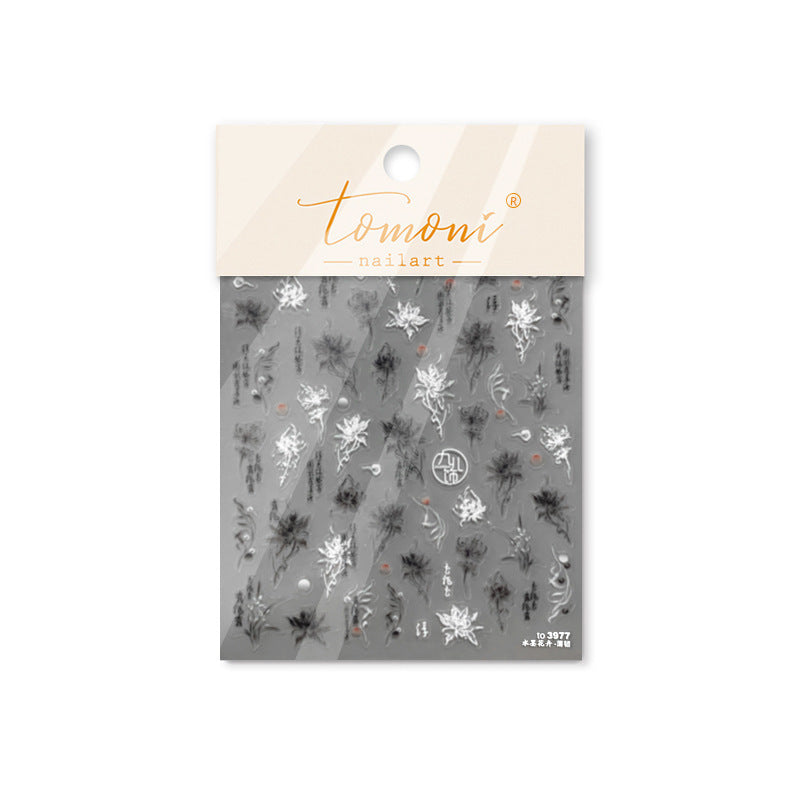 365nails: "Poesia Floral Lavada com Tinta" – Adesivos de Unha Orientais