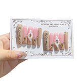 Soft Nude Pearl Floral Elegant Extra Long Press On Nails