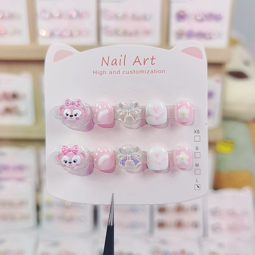 Shirley Mei Cute Kids Press On Nails with Bow Hearts