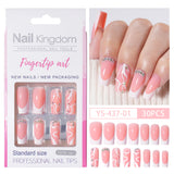 Press on nails Advanced Sense  French White Powder with Drill Finished Wearable Nail Removable Prefabricated Patch Nail Art