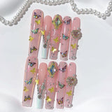 Pink Butterfly Crystal Fantasy Press On Nail Set