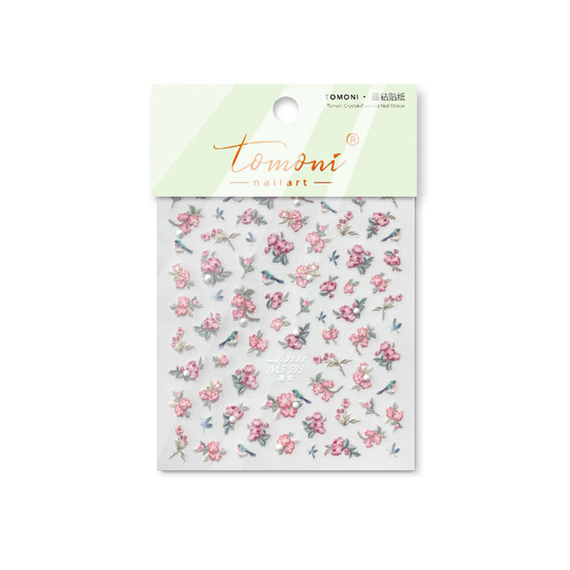 365nails: "Vintage Pink Blossom & Swallow" – nail art stickers