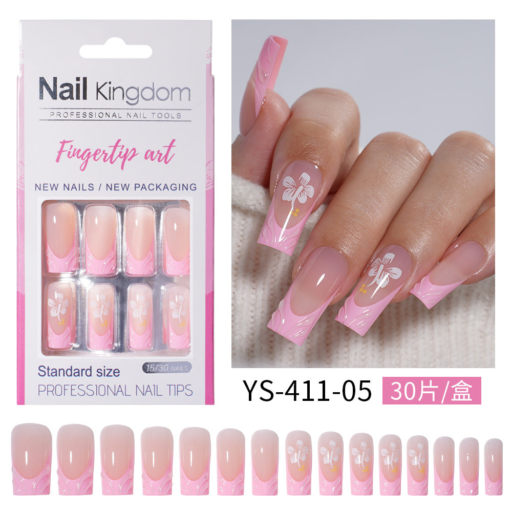 Press on nails advanced sense belt drill three-dimensional detachable nail art Spice girl fake nail press on nails wholesale