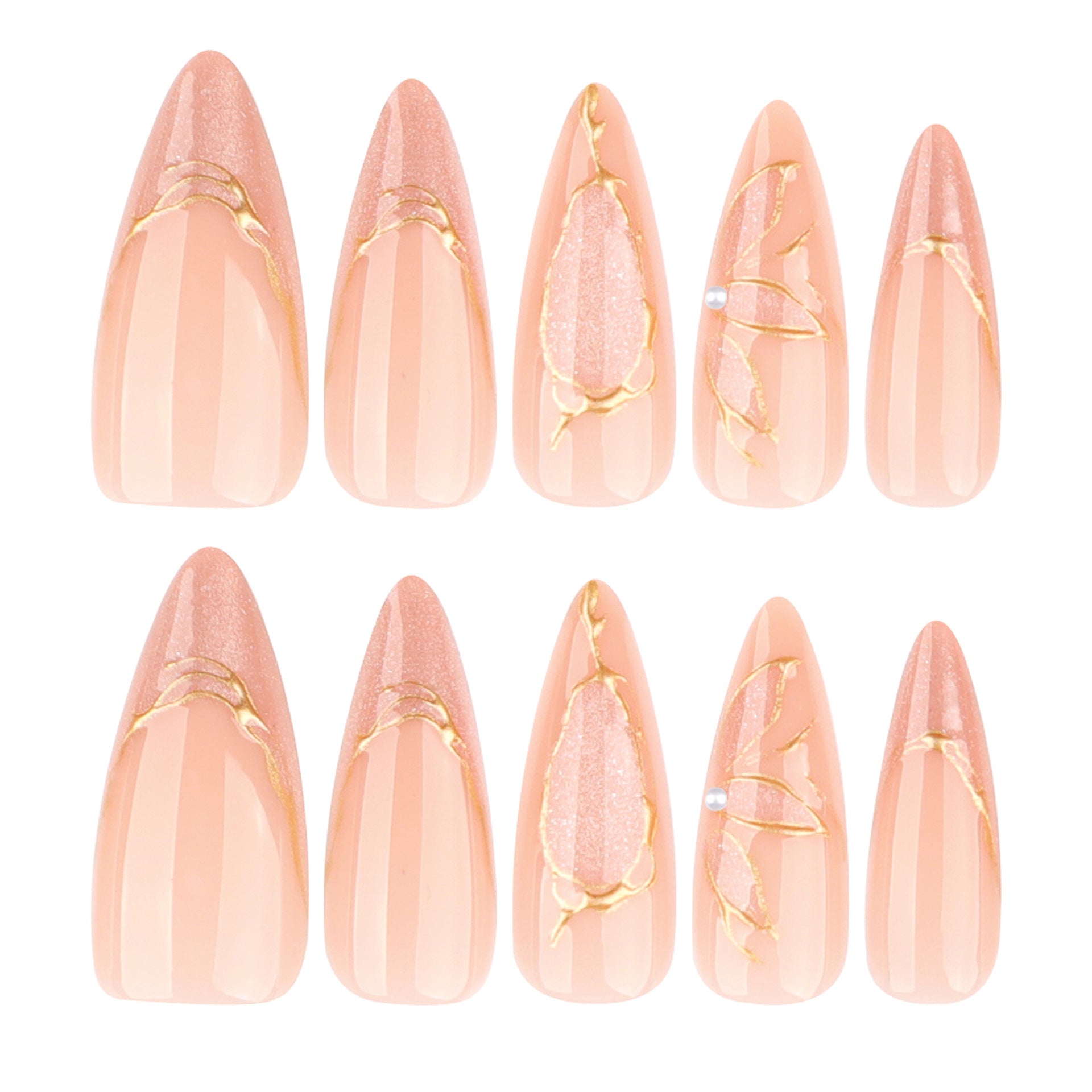 Medium and long almond shaped 3d three-dimensional cat eye press-on nails