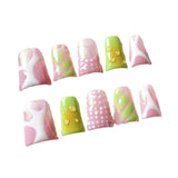 Handmade press on nails   Duck Beak Nail Sweet Cool Spice Girl Cute Fluorescent Blush Nail｜365nails