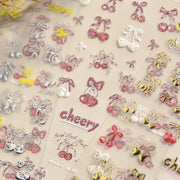 365nails: "Vintage Cherry Bow" –Nail Art Stickers