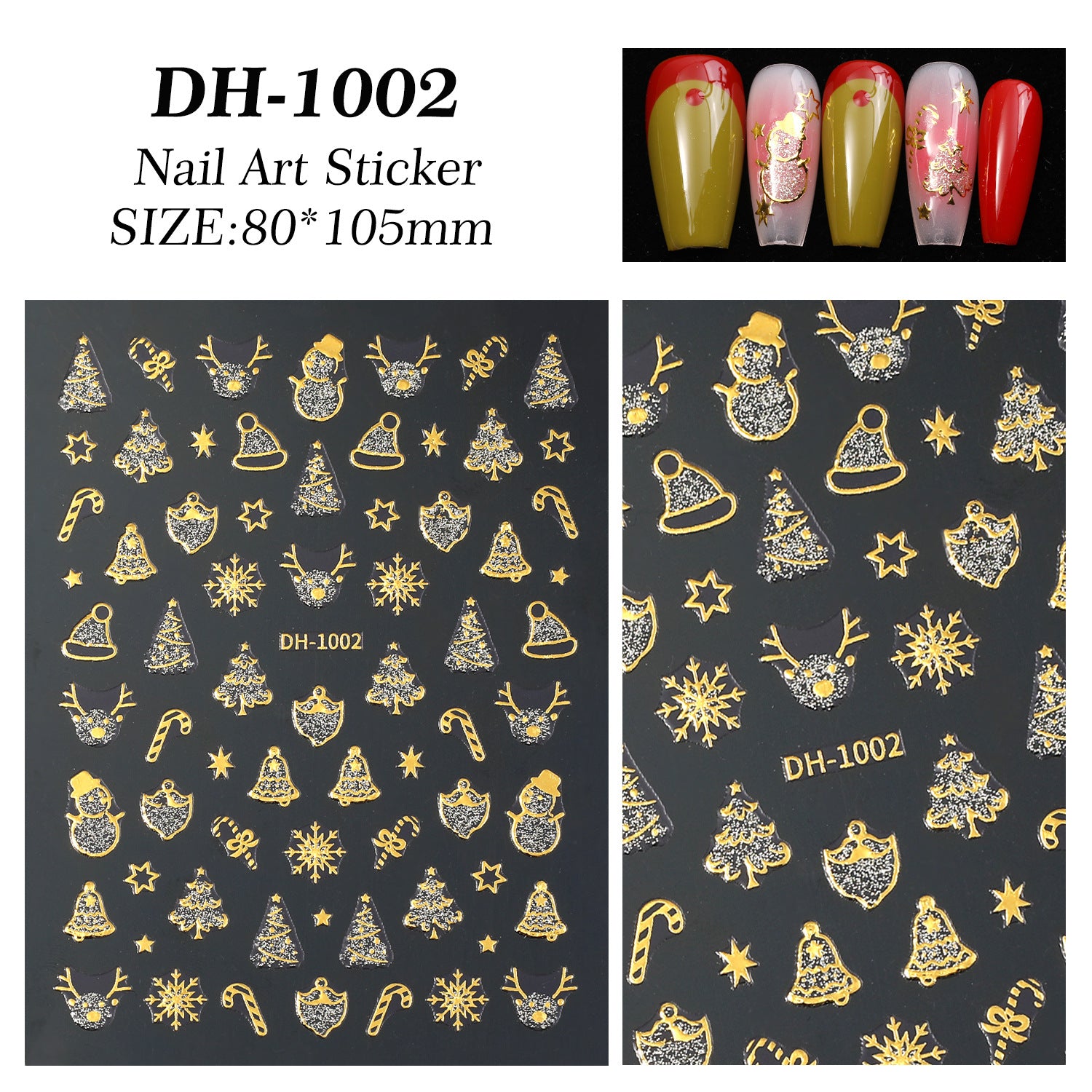 古銅亮粉聖誕指甲貼 — 平面黏貼式 雪人 DIY 指甲裝飾 DH