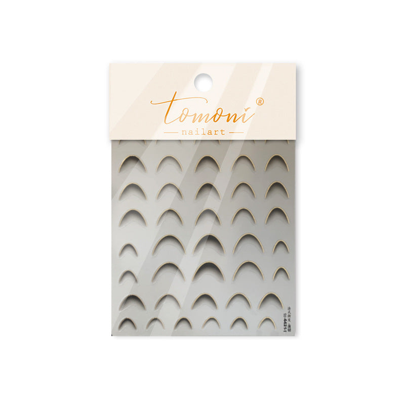 Pearl White Crescent: "Elegant Arch" – 5D Embossed Nail Sticker