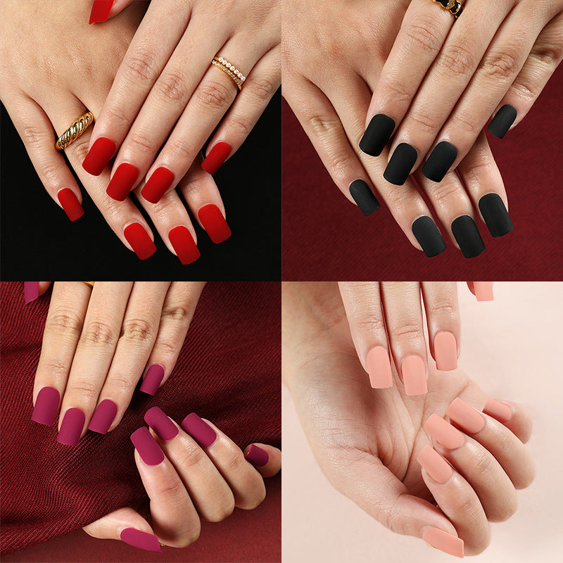 Unhas postiças atacado cor sólida fosca retangular unha postiça peça de unha postiça produto final unhas postiças｜365nails