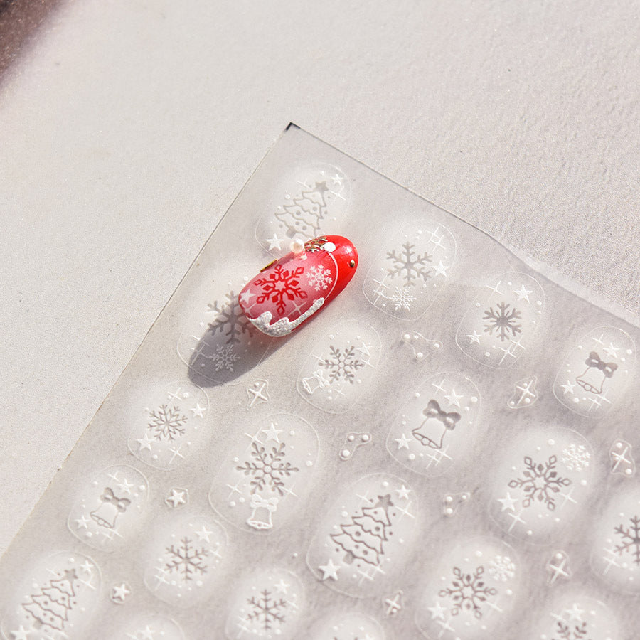 冬日仙境：「冰霜雪花」 – 3D浮雕甲貼