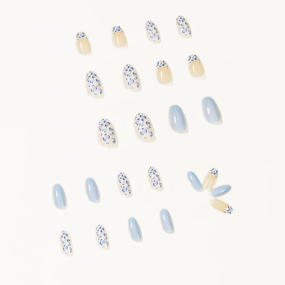 Cream White Baby Blue Short Ballet Wear Nail Art False Nail Art Patch Nail Patch Removable Nail Art Patch｜365nails