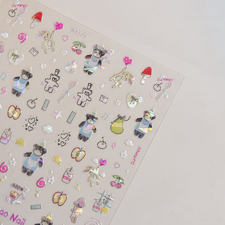 365nails: 무지갯빛 토끼 파티 – 네일 아트 스티커