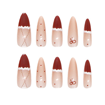 Nail Tips  prefabricated nail iced tea burst Christmas red French polka dot bow cat eye  removable and wearable｜365nails