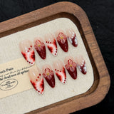 smudging hand-painted three-dimensional engraving whitening advanced manicure press-on nails | 365nails