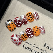 365nails: "Pop Art Dots" – Hand-Painted Polka Dot Short Square Nails