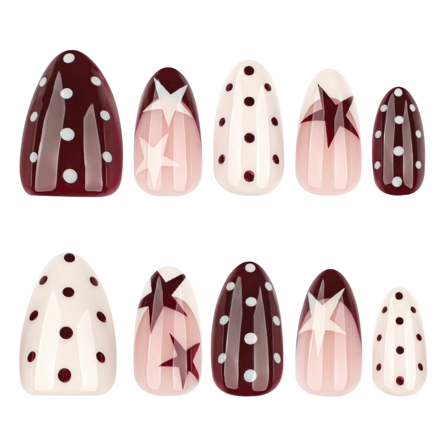 Glossy Nude Square Press On Nails with Silver Glitter Dots