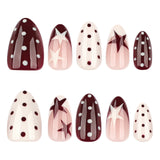 Glossy Nude Square Press On Nails with Silver Glitter Dots