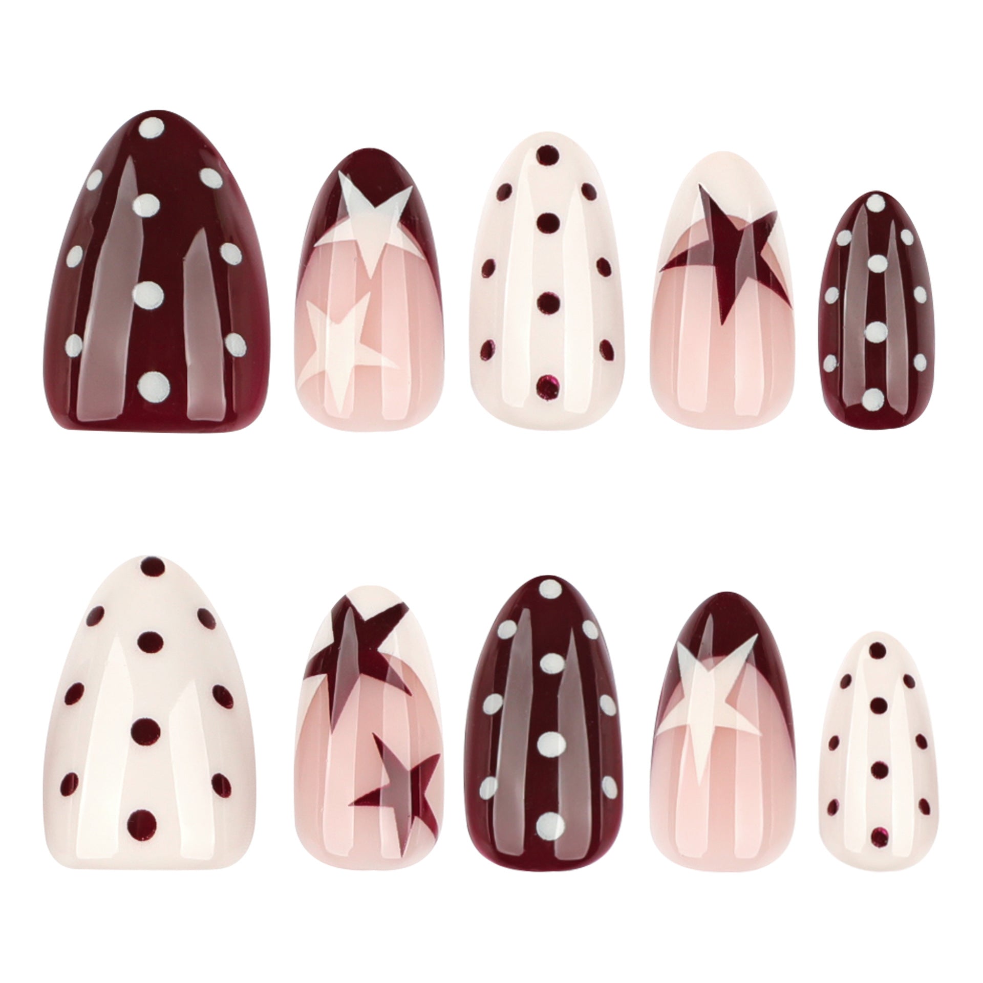 Glossy Nude Square Press On Nails with Silver Glitter Dots