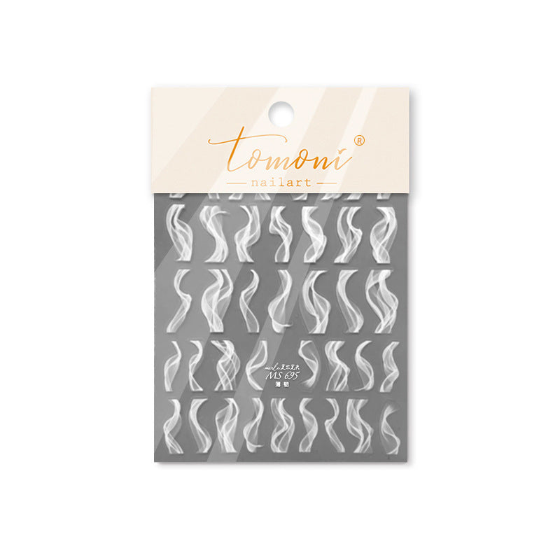Wispy Smoke: "Black Ink Swirl" – 3D Nail Sticker