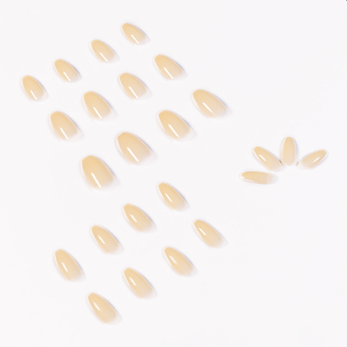 Unhas postiças francesas creme jade curtas balé macio para arte em unhas finalizadas remendo de unha removível ｜ 365 unhas