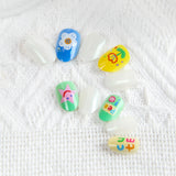 Kids press-on nails Cute cartoon smiley face flower glue-free direct sticker nail piece