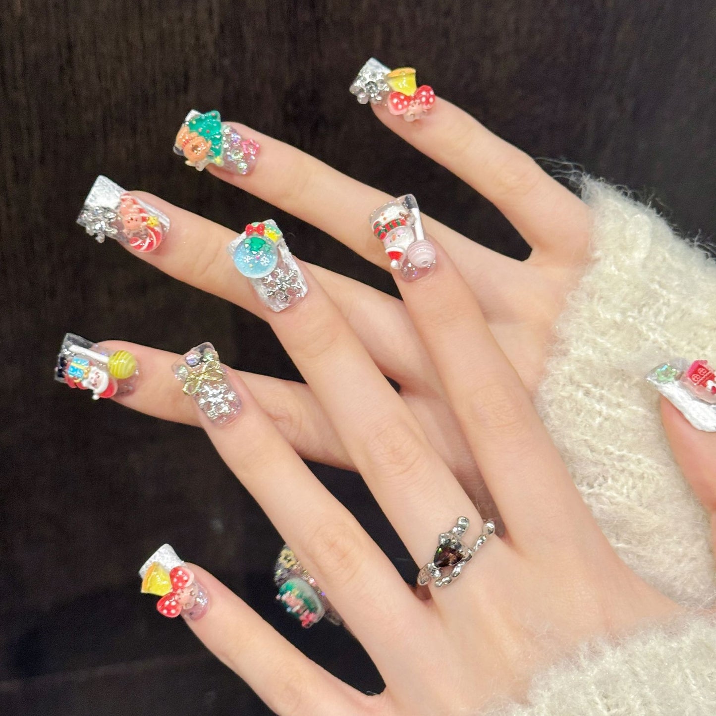 Cute Candy Christmas Charm Nails