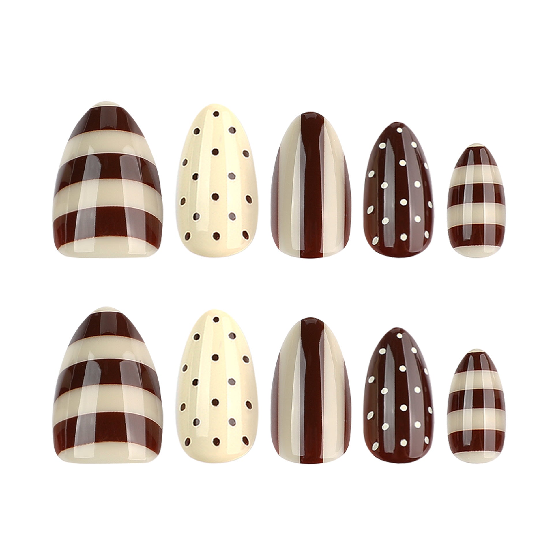 Lefan cross-border hot-selling polka dot wearable nail nails, European and American export striped fake nails, nail tips, wearable nail tips