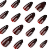 Deep Wine Glossy Solid Color Press On Nails