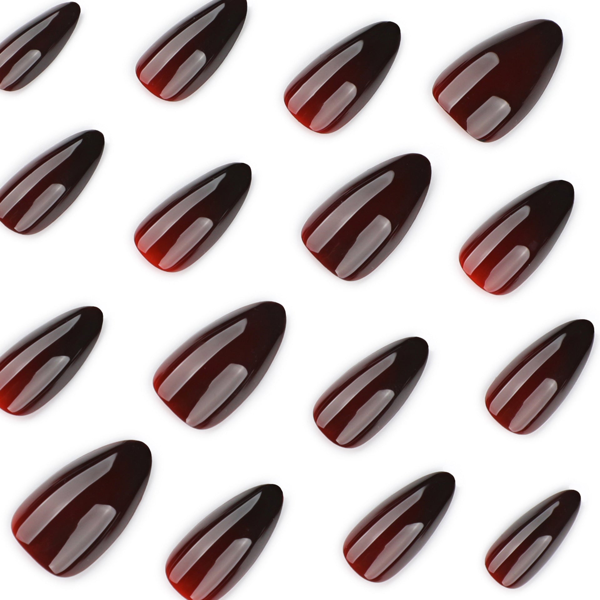 Deep Wine Glossy Solid Color Press On Nails