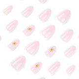 Short almond 3D three-dimensional fresh flower press-on nails