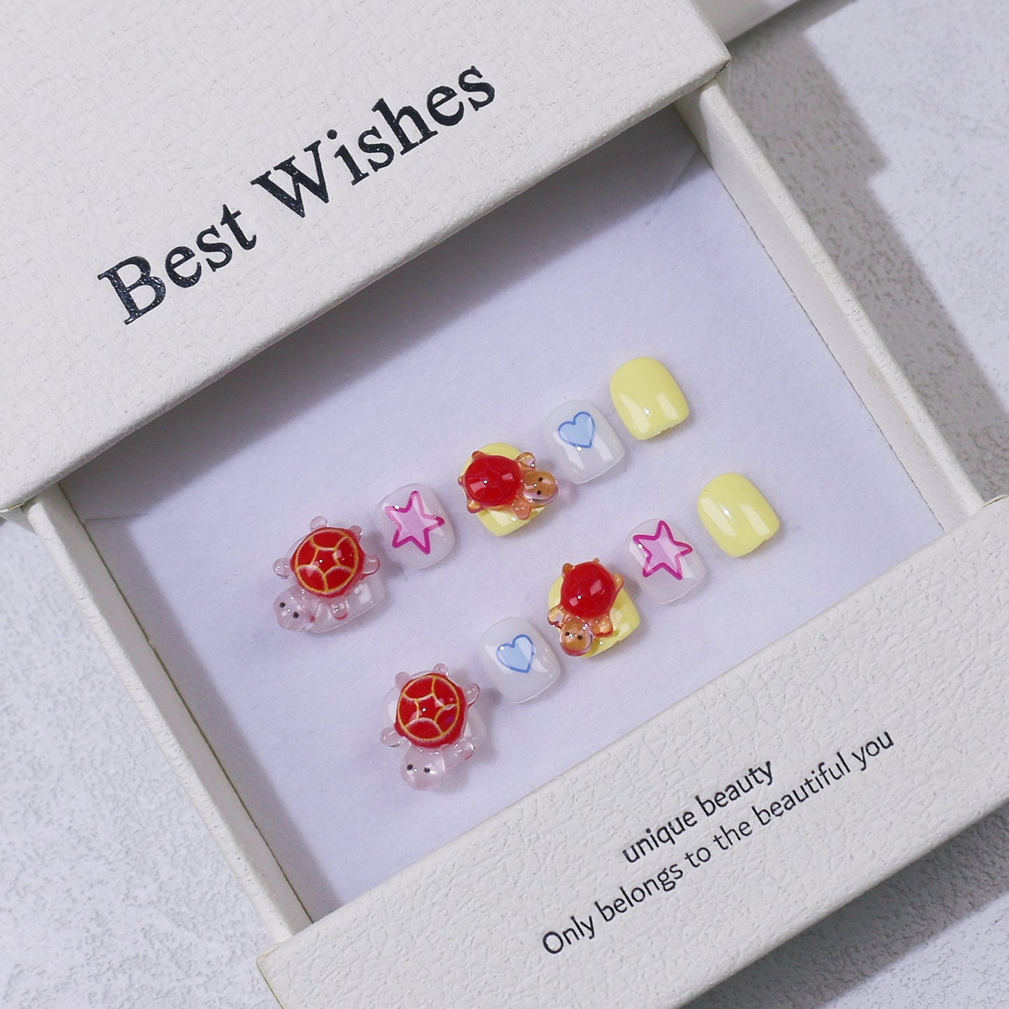 New handmade press-on nails cute cartoon fake nail flakes 3-12 years old