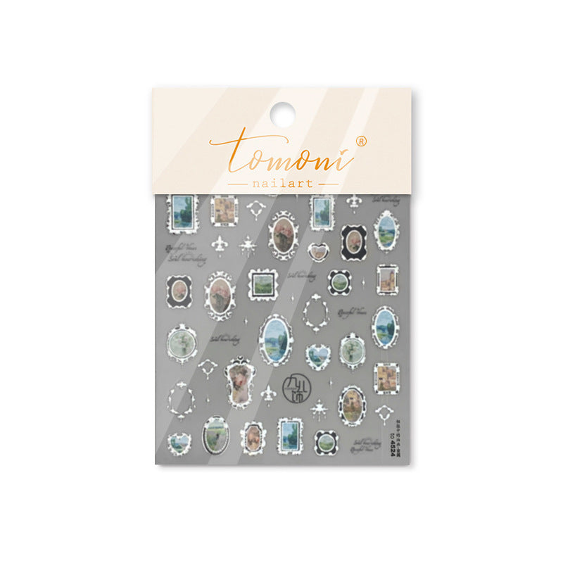 Vintage Frame Collection: "Antique Gallery" – 3D Metallic Nail Sticker