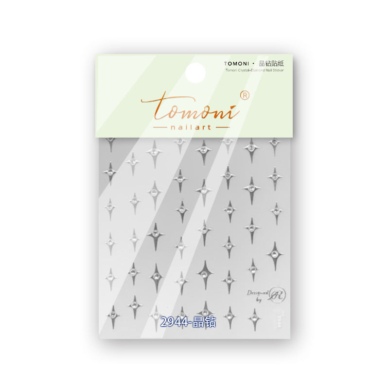 Silver Crystal Quadrangle Star: "Celestial North Star" – 5D Embossed Nail Sticker