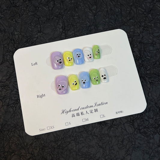 Handmade nail art short cartoon hand-painted cute wind fake nail finished nail art patch press-on nails wholesale｜365nails