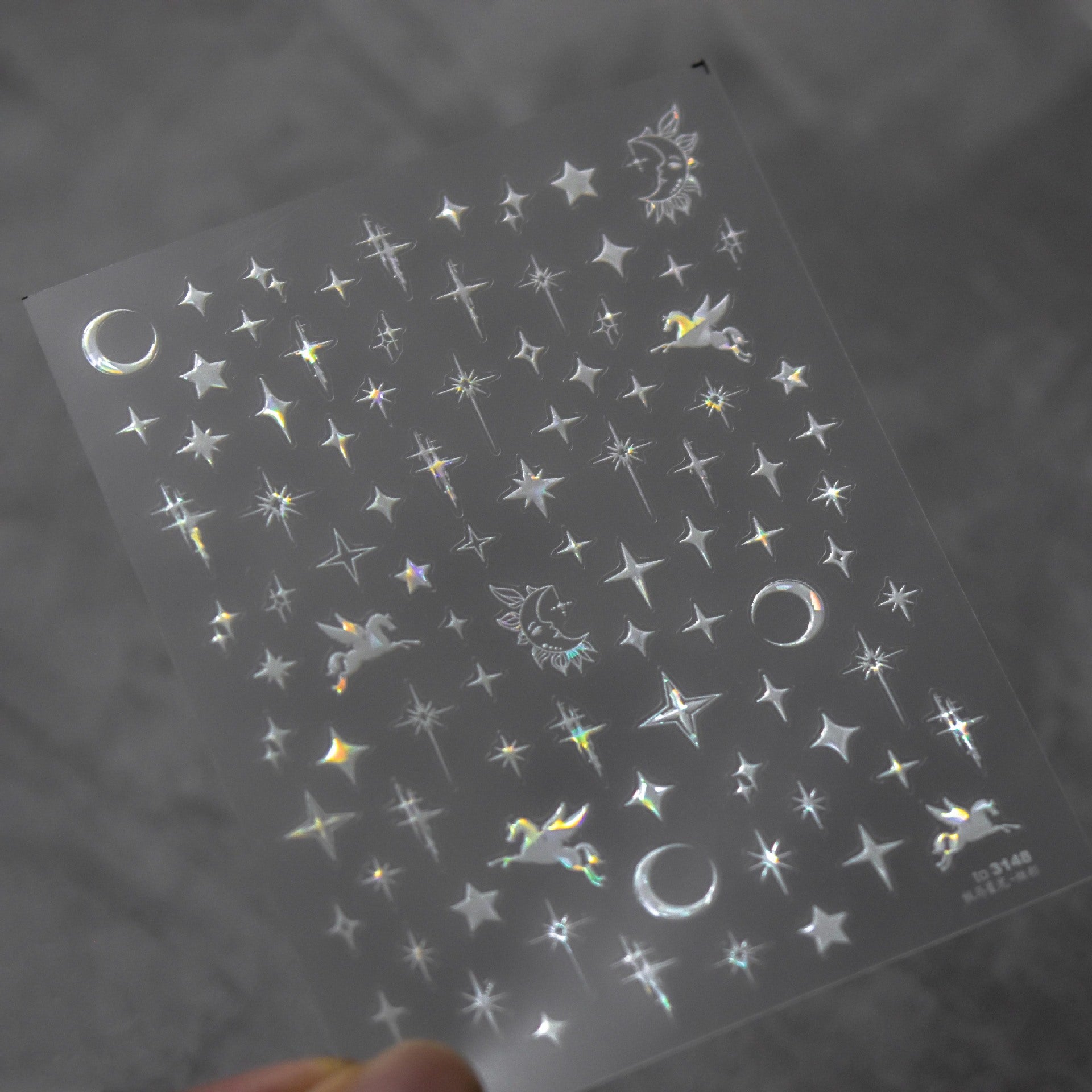 全息幾何心形系列：「彩虹幻彩」—3D 全息甲貼